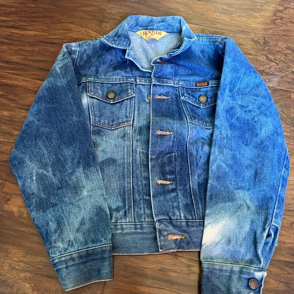 Vintage Handpainted Rustler Jean Jacket Kids Size Medium - Picture 1 of 9